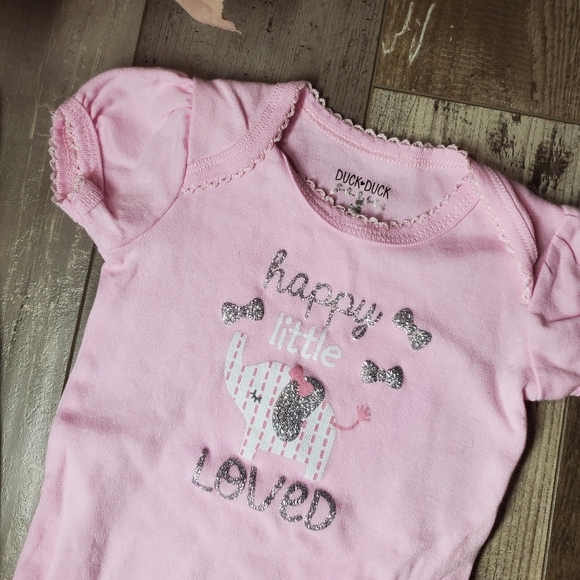 Duck Duck Goose Pink and Gray Matching Baby Girl Elephant Outfit Size 6-9M EUC - Picture 14 of 16